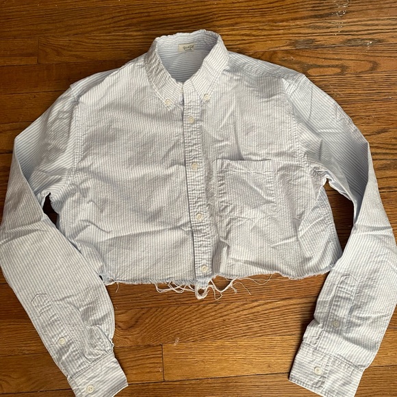 Brandy Melville Tops - Brandy Melville Striped Cropped Button-Up Shirt